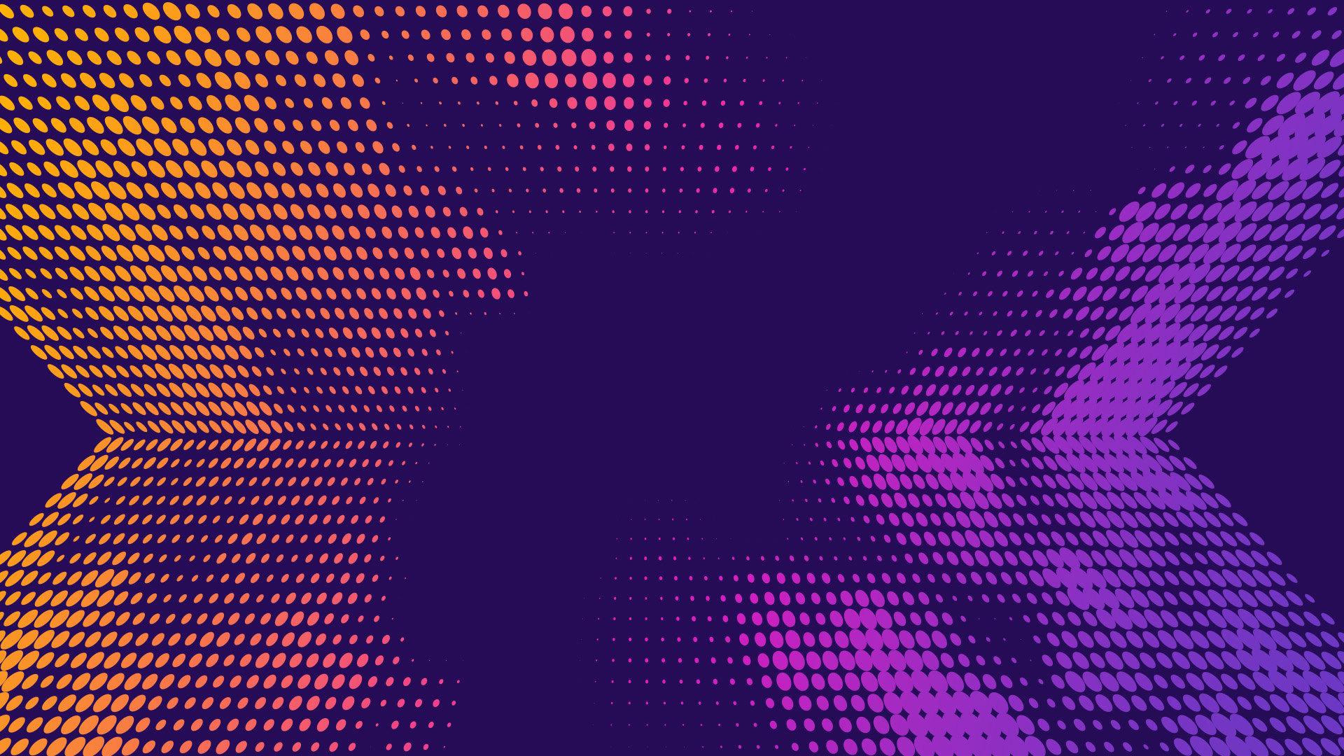 The image shows a vibrant abstract design with geometric shapes and lines in various colors against a dark background, featuring a purple-to-orange gradient at the bottom.